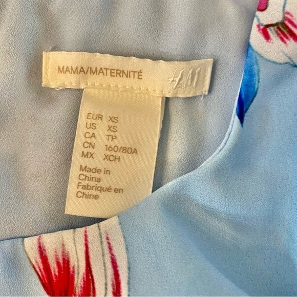 H&M Mama Baby Blue Sleeveless Chiffon Floral Nursing Dress - Picture 9 of 16
